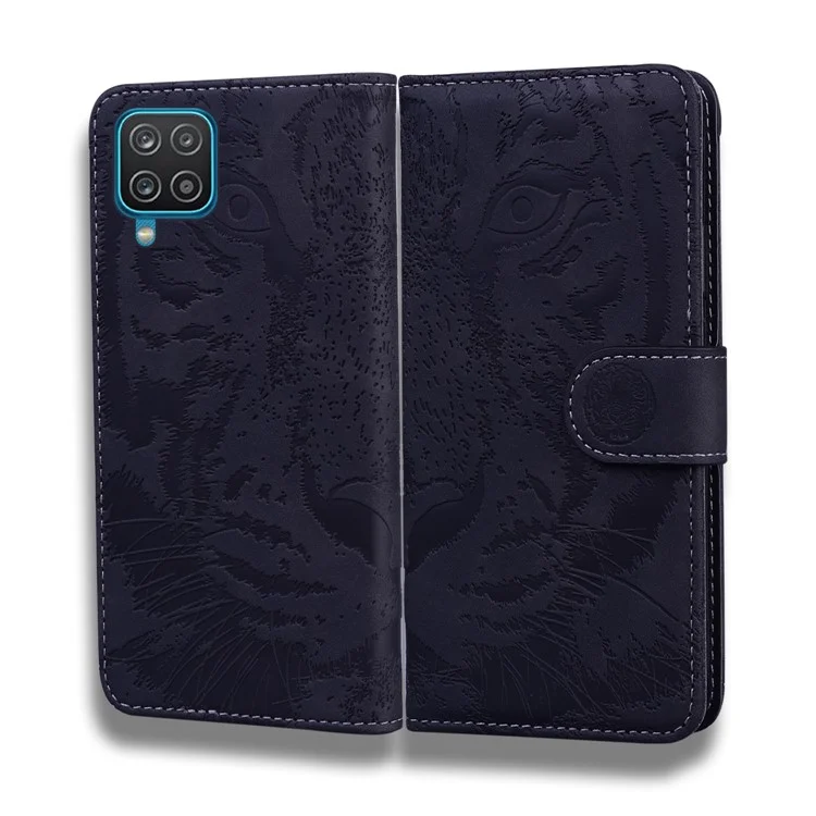 Big Tiger -impressum Muster Schockdes PU -leder Und TPU -telefon Flip Case Wallet Stand Cover Für Samsung Galaxy F22 - Schwarz