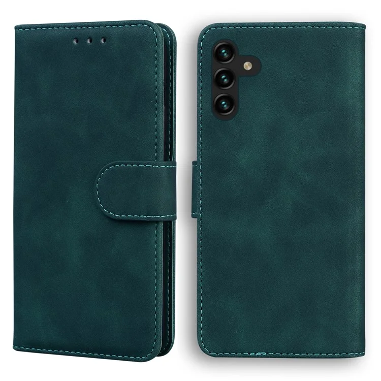 Cáscara Protectora De Cuero Full-protectora De Color Sólido Para Samsung Galaxy A13 5G - Verde