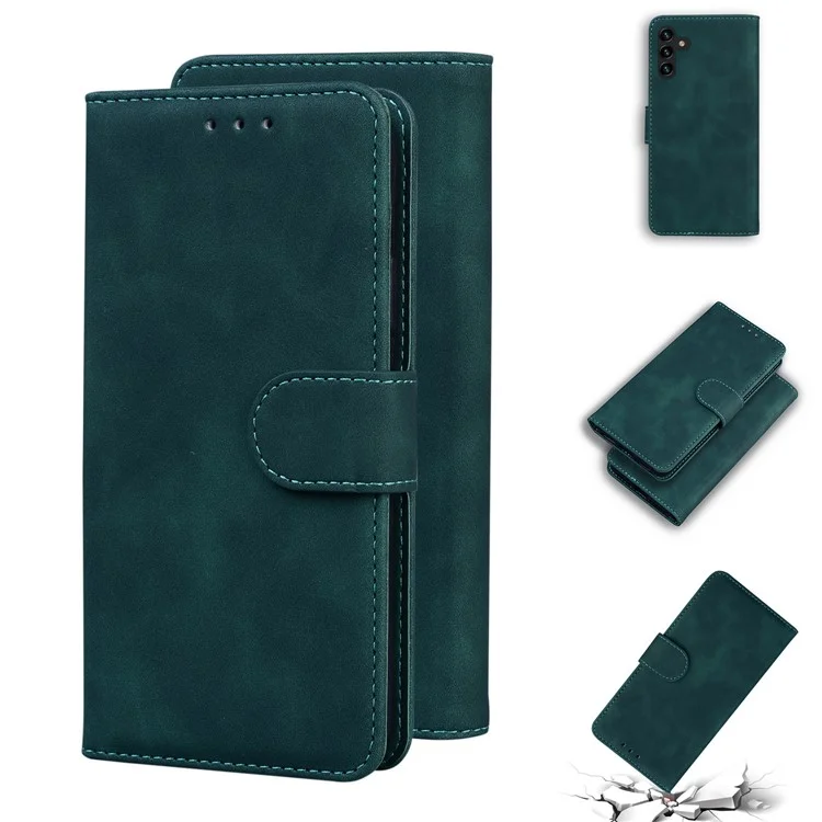 Funda de piel de color sólido totalmente protectora para Samsung Galaxy A13 5G / A04s 4G (164,7 x 76,7 x 9,1 mm) - Verde