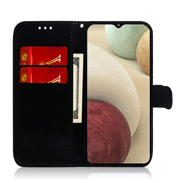 Strap Princet Anti-drop Anti-drop Résistant Aux Rayures Mirror de Surface Boîtier de Support Case de Cuir Pour Samsung Galaxy M32 (version Globale) - Bleu