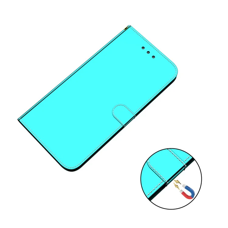Para Samsung Galaxy F22 4G PU PU Cuero Mirador de Cuero Manor de Superficie Soporte de la Billetera Del Teléfono Con Cáscara - Cian