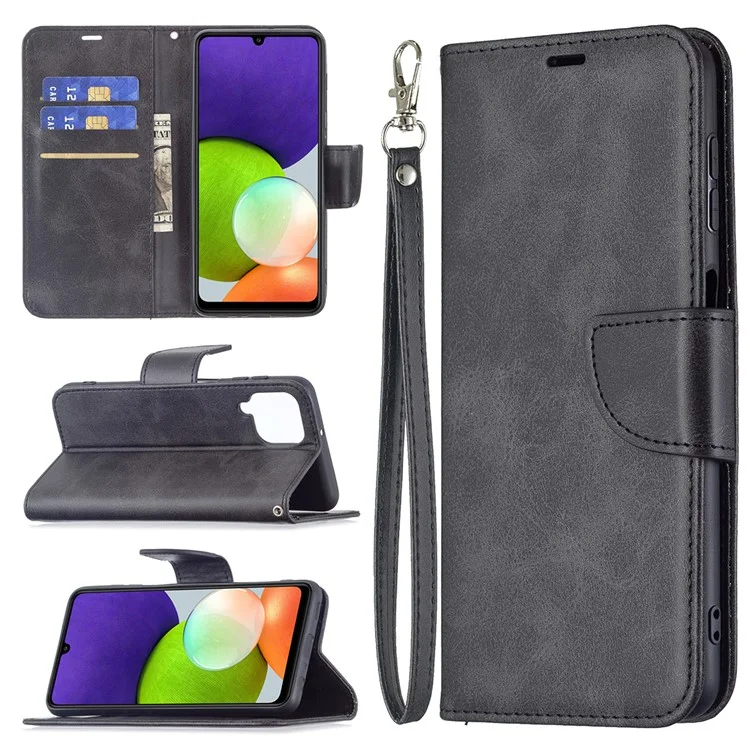 pu Leather Wallet Stand Smartphone Protection Case Shell Para Samsung Galaxy A22 4G (versión de la Ue) - Negro