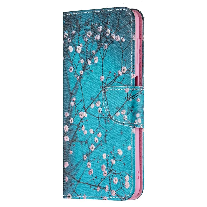 Wallet Stand Pattern Printing PU Leather Protective Phone Case Cover for Samsung Galaxy A22 4G (EU Version) - Plum Blossom