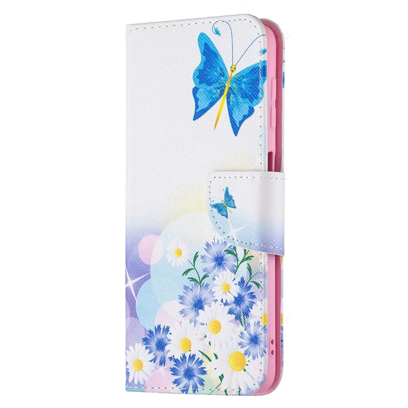 Wallet Stand Pattern Printing PU Leather Protective Phone Case Cover for Samsung Galaxy A22 4G (EU Version) - Butterfly and Flower