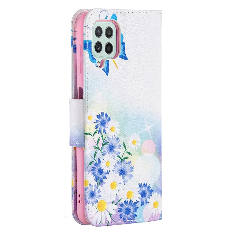 Wallet Stand Pattern Printing PU Leather Protective Phone Case Cover for Samsung Galaxy A22 4G (EU Version) - Butterfly and Flower