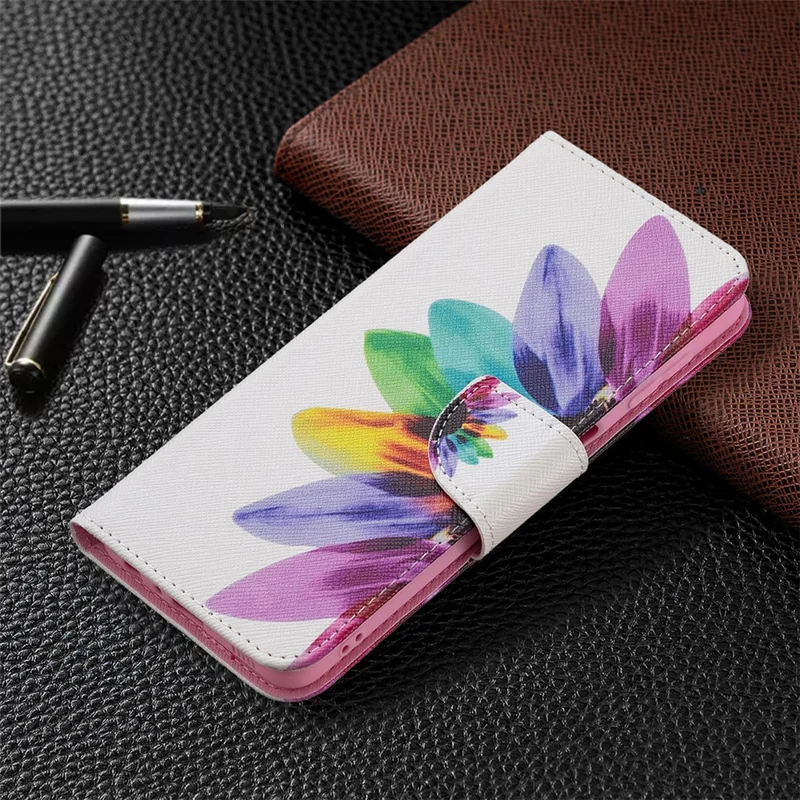 Wallet Stand Pattern Printing PU Leather Protective Phone Case Cover for Samsung Galaxy A22 4G (EU Version) - Sunflower
