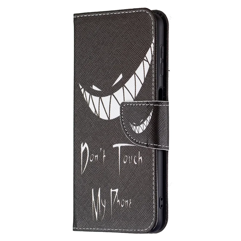 Wallet Stand Pattern Printing PU Leather Protective Phone Case Cover for Samsung Galaxy A22 4G (EU Version) - Don't Touch My Phone