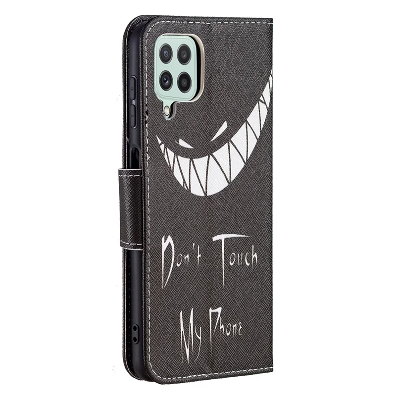 Wallet Stand Pattern Printing PU Leather Protective Phone Case Cover for Samsung Galaxy A22 4G (EU Version) - Don't Touch My Phone