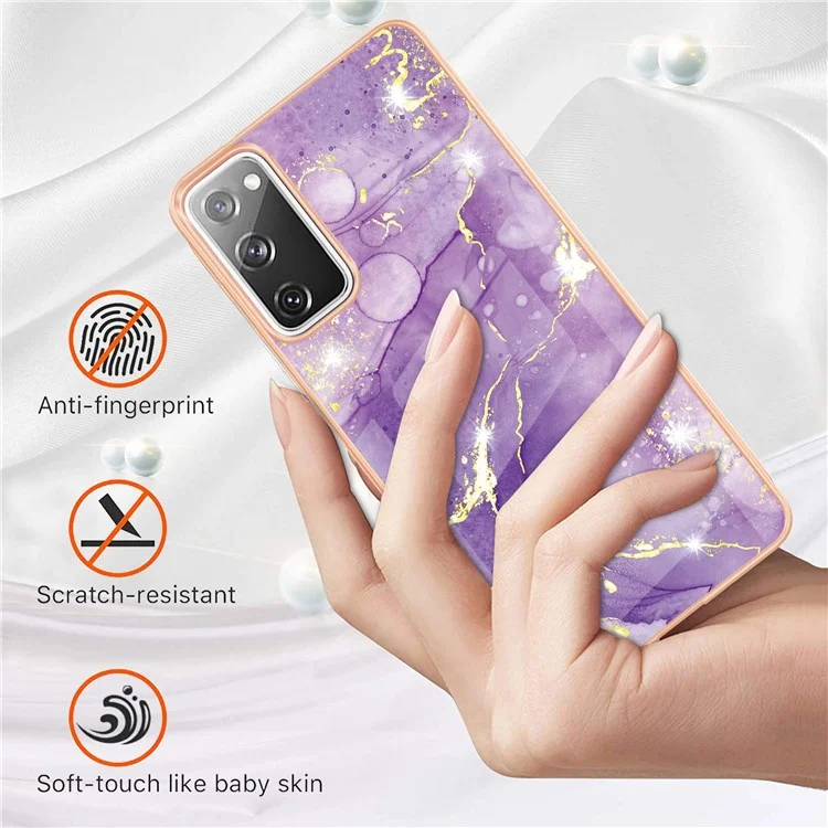 Coque de protection antichoc et antirayures en TPU souple avec bord métallisé pour Samsung Galaxy S20 FE 4G / 5G/S20 Lite/S20 FE 2022 - Violet 002