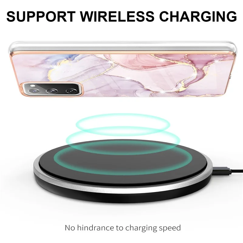 TPU Case with IMD Marble Pattern Electroplated Back Cover for Samsung Galaxy S20 FE 4G / 5G / S20 Lite / S20 FE 2022 - Rose Gold 005