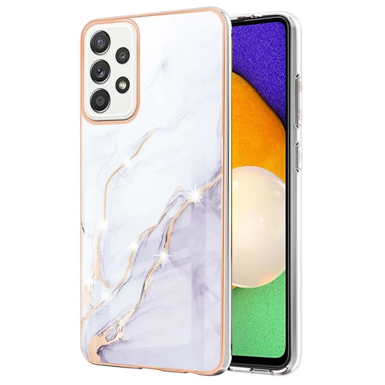 Modèle de Mode en Marbre Imd Soft TPU Electroplated Edge Anti-Fall Profost Protective Afficier Pour Samsung Galaxy A52 5G / A52 4G / A52s 5G - Blanc 006