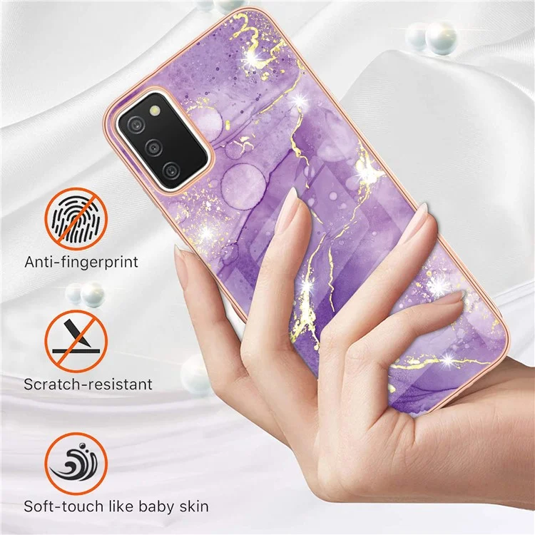 TPU Case with IMD Marble Pattern Electroplated Back Cover for Samsung Galaxy A03s (166.5 x 75.98 x 9.14mm) - Purple 002