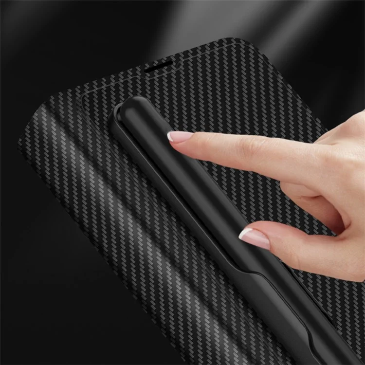 GKK Folio Flip Auto-absorbed Magnetic Fermeure Pen Slot Design Anti-Drop PU Leather + PC Téléphone PC Pour Samsung Galaxy Z Fold3 5G - Gris