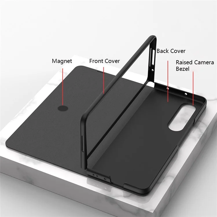 GKK Folio Flip Automaticamente Absorvido Por Caneta de Caneta de Caneta de Caneta Magnética Anti-sonhador + Capa de Telefone Para PC Para Samsung Galaxy Z Fold3 5g - Cinza