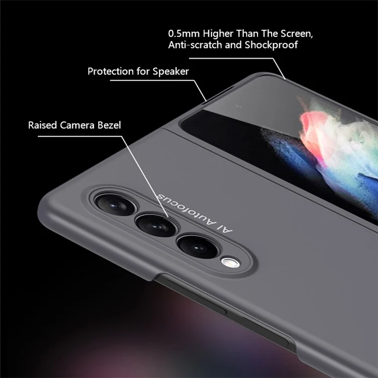 Capa de proteção telefônica GKK Stylish Ultra Slim Full Protection Precise Cutout Hard PC para Samsung Galaxy Z Fold3 5G - Verde Escuro