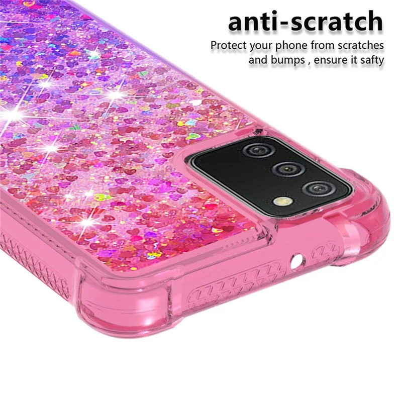 Gradient Quicksand Series Liquid Flowing Floating Sparkle Soft TPU Phone Case for Samsung Galaxy A03s (164.2mm) - Pink / Purple