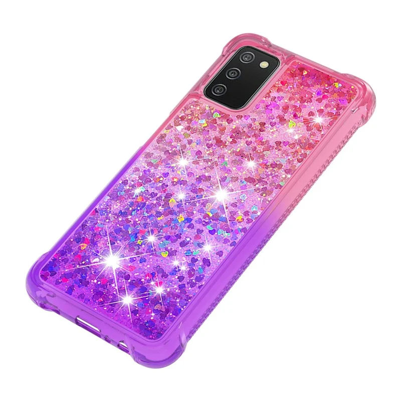Gradient Quicksand Series Liquid Flowing Floating Sparkle Soft TPU Phone Case for Samsung Galaxy A03s (164.2mm) - Pink / Purple