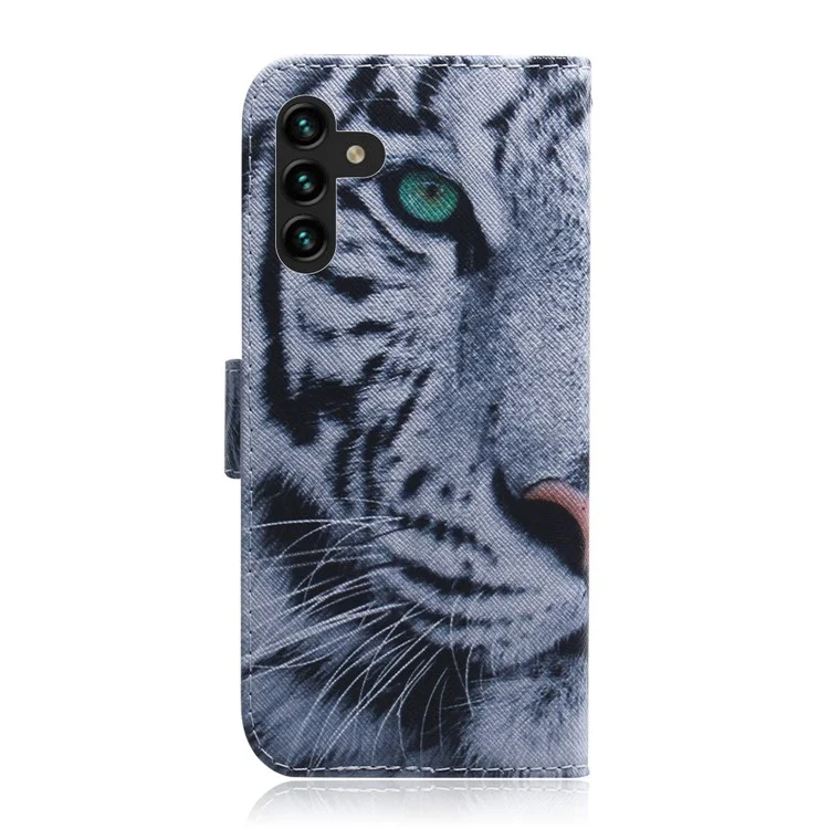 Pochette de téléphone à motif imprimé en cuir PU avec support pour Samsung Galaxy A13 5G / A04s 4G (164,7 x 76,7 x 9,1 mm) - Tête de tigre