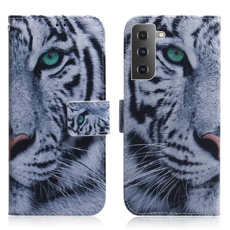 Full Stylish Pattern Printing Stand PU Leather Wallet Shockproof Flip Magnetic Case for Samsung Galaxy S22+ 5G - Tiger