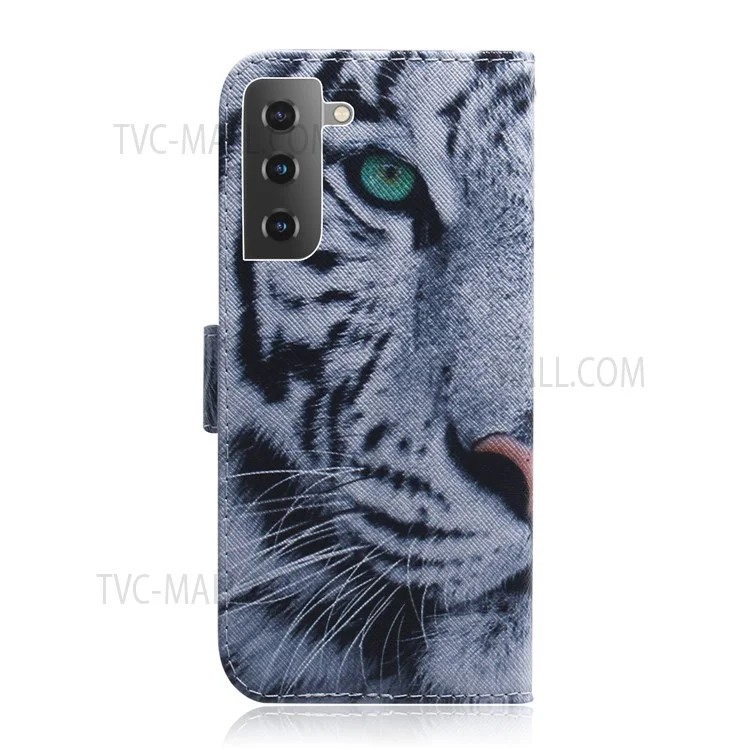 Full Stylish Pattern Printing Stand PU Leather Wallet Shockproof Flip Magnetic Case for Samsung Galaxy S22+ 5G - Tiger