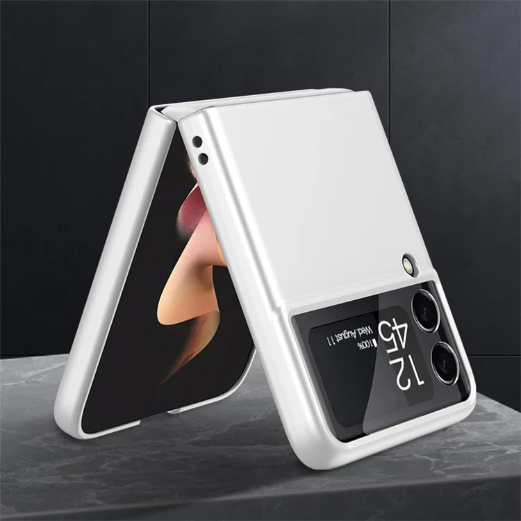 GKK Ultra-dino PC Hard PC Cubierta de Caja Con Protector de Pantalla Posterior de Vidrio Templado Para Samsung Galaxy Z Flip3 5G - Plata