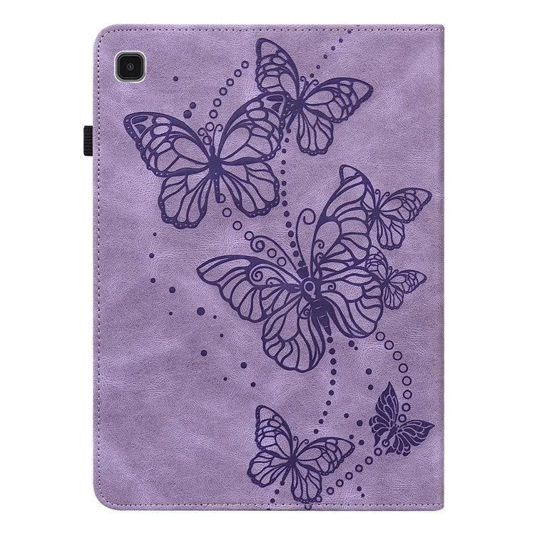 Imprinting Butterflies Pattern PU Leather Tablet Stand Case Shell with Card Holder for Samsung Galaxy Tab A7 Lite 8.7-inch - Purple