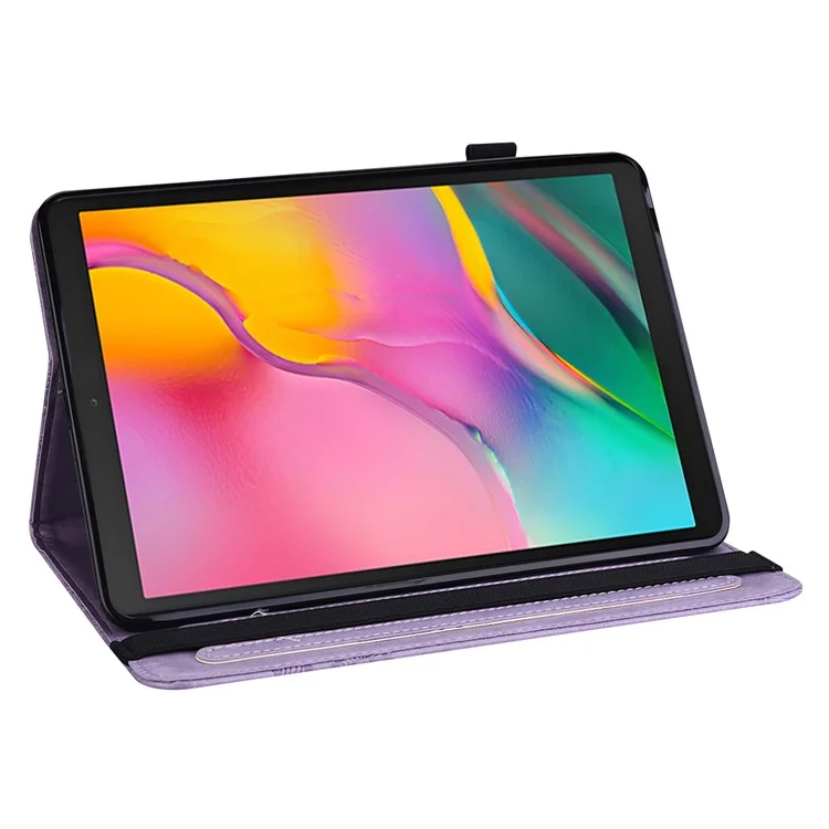 Imprinting Butterflies Pattern PU Leather Tablet Stand Case Shell with Card Holder for Samsung Galaxy Tab A7 Lite 8.7-inch - Purple