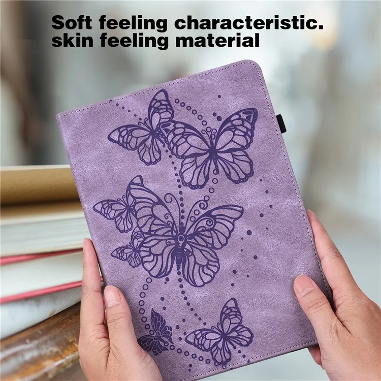 Imprinting Butterflies Pattern PU Leather Tablet Stand Case Shell with Card Holder for Samsung Galaxy Tab A7 Lite 8.7-inch - Purple