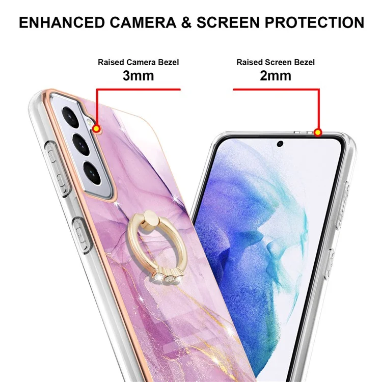 IMD IML Patrón de Mármol Patrón de Electroplatación de Electroplatación de la Cubierta de la Cubierta Del Teléfono Para Samsung Galaxy S21 4G/5G - Púrpura 001