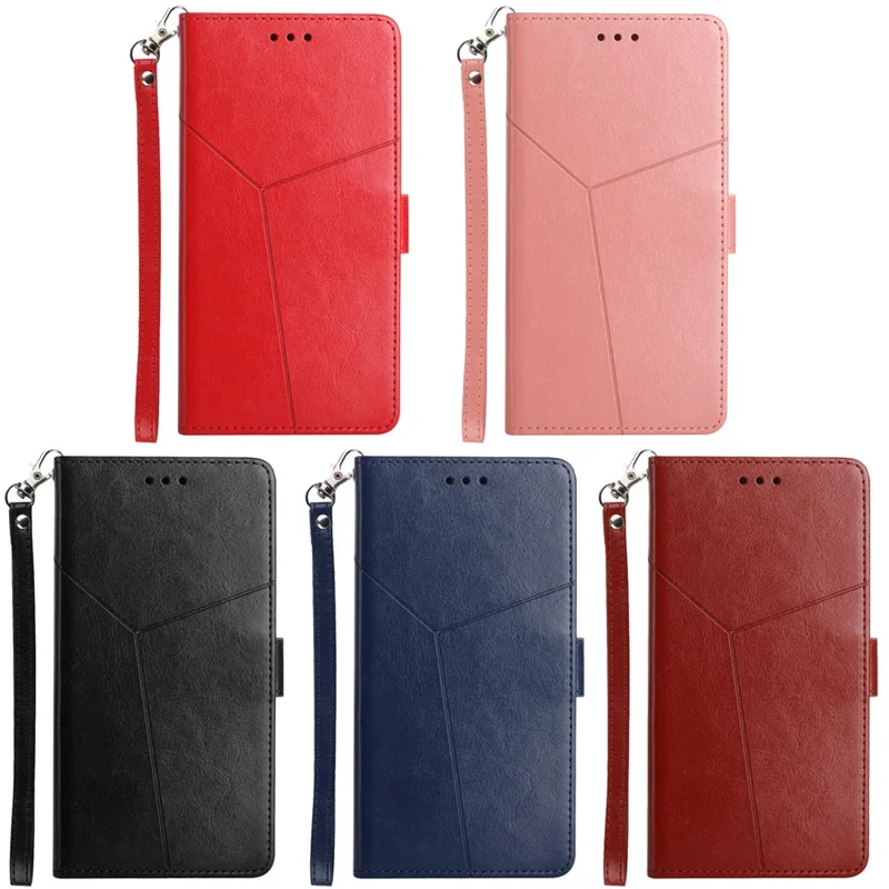 Imprinting Y-shaped Line Anti-drop Protection Wallet Stand Leather Phone Case Cover for Samsung Galaxy S10e - Red