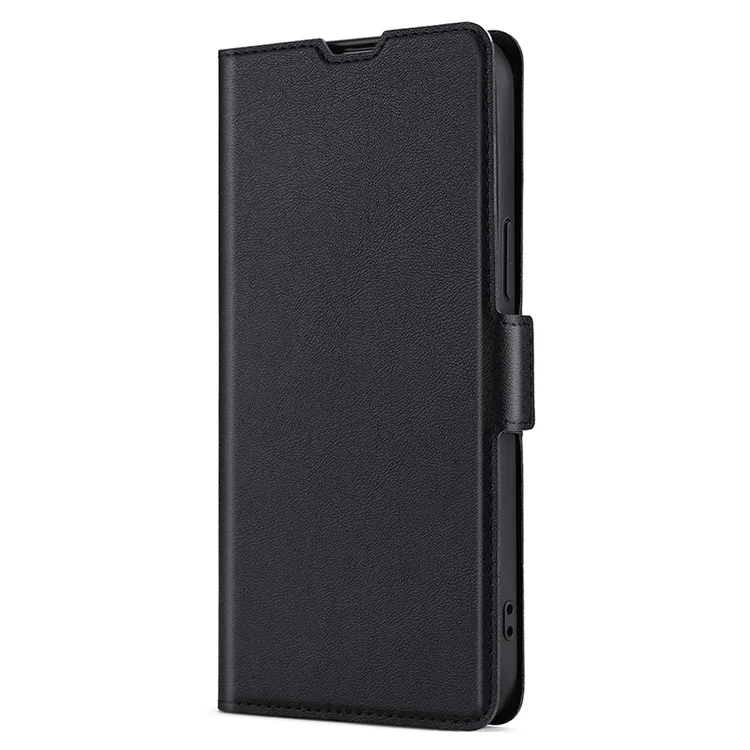 Coque de protection en cuir avec support flip et fente pour carte, fermeture magnétique latérale, ultra-fine, pour Samsung Galaxy A13 5G / A04s 4G (164,7 x 76,7 x 9,1 mm) - Noir