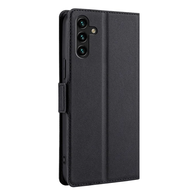 Coque de protection en cuir avec support flip et fente pour carte, fermeture magnétique latérale, ultra-fine, pour Samsung Galaxy A13 5G / A04s 4G (164,7 x 76,7 x 9,1 mm) - Noir