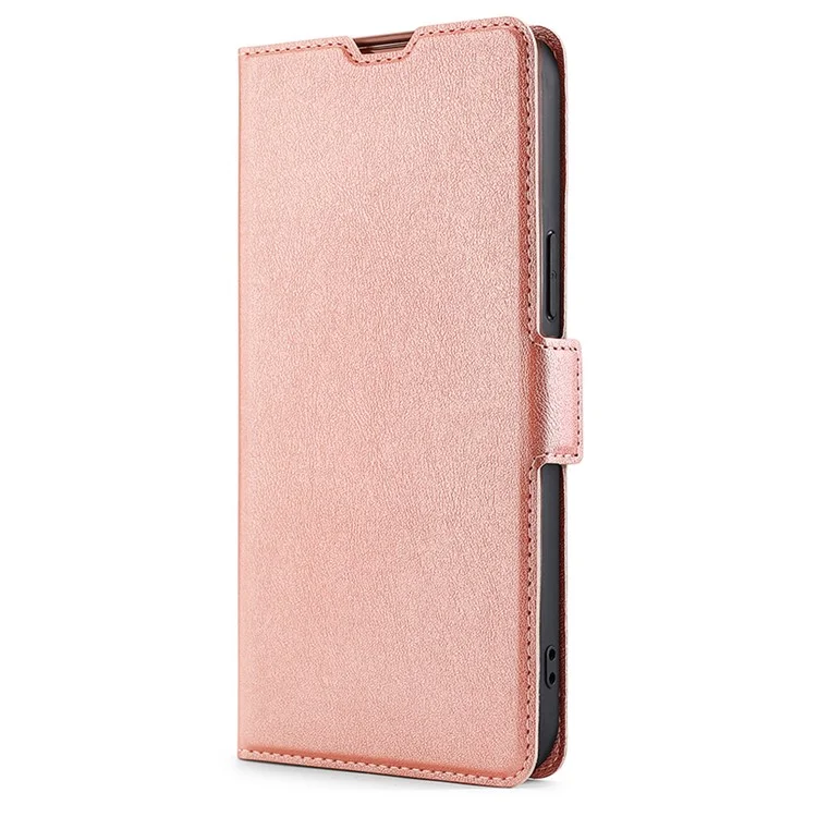 Custodia in pelle ultra sottile con slot per schede, chiusura magnetica a 360 gradi e supporto per Samsung Galaxy S22 5G - Rose Gold