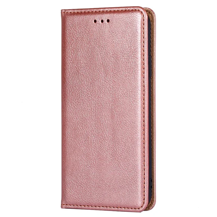 Solid Color Wallet Stand Auto-absorbed Leather Phone Case Shell for Samsung Galaxy A13 5G / A04s 4G (164.7 x 76.7 x 9.1 mm) - Rose Gold