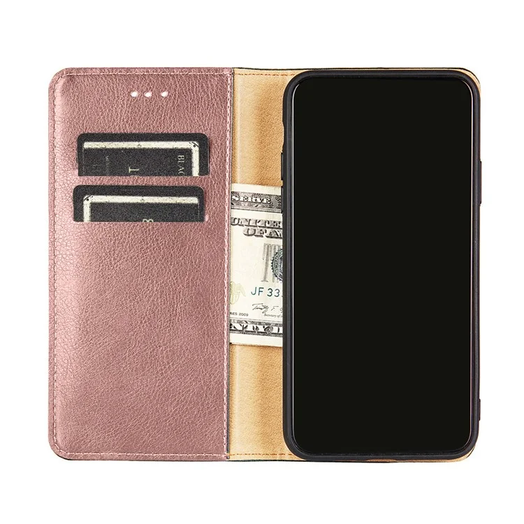 Solid Color Wallet Stand Auto-absorbed Leather Phone Case Shell for Samsung Galaxy A13 5G / A04s 4G (164.7 x 76.7 x 9.1 mm) - Rose Gold