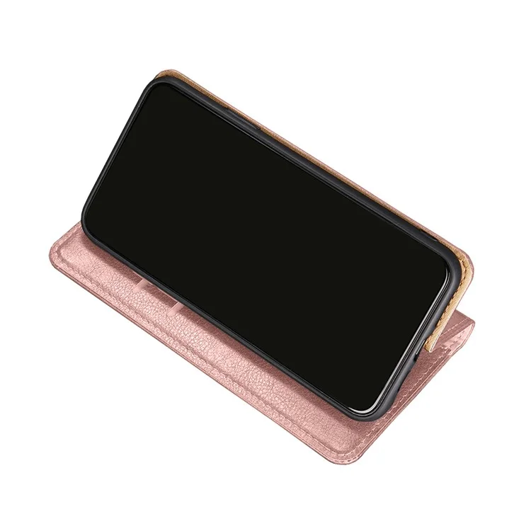 Solid Color Wallet Stand Auto-absorbed Leather Phone Case Shell for Samsung Galaxy A13 5G / A04s 4G (164.7 x 76.7 x 9.1 mm) - Rose Gold