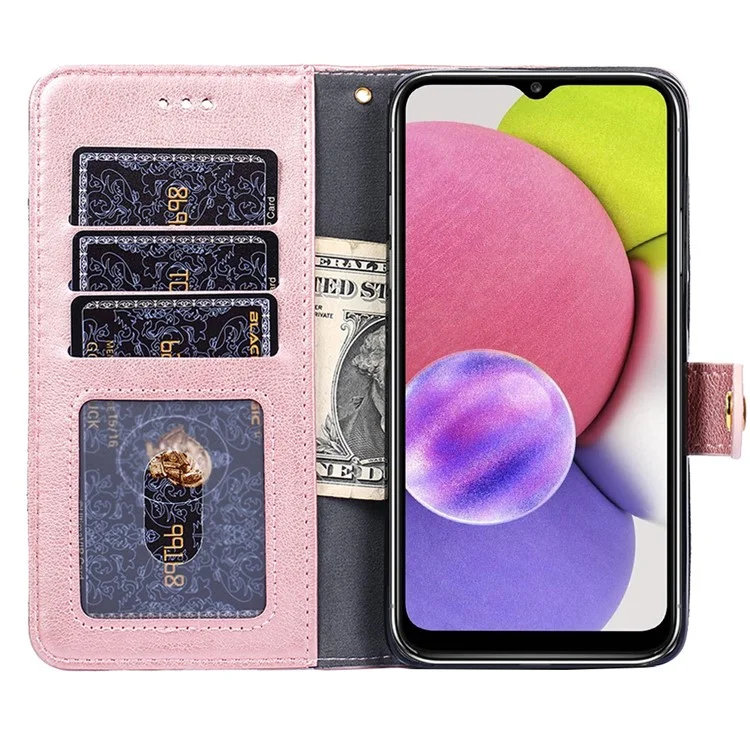 PU Leather+TPU Flip Phone Case Wallet Stand Design Zipper Pocket Phone Cover Shell with Strap for Samsung Galaxy S22 5G - Rose Gold
