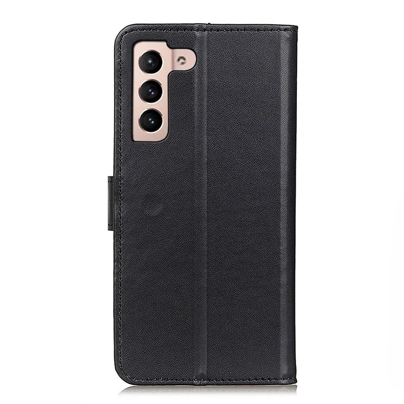 PU Leather Full Protection Wallet Stand Phone Case Shell for Samsung Galaxy S22 5G - Black