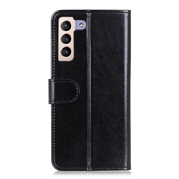 Crazy Horse Texture Leather Stand Wallet Case Phone Cover per Samsung Galaxy S22+ 5G - Nero