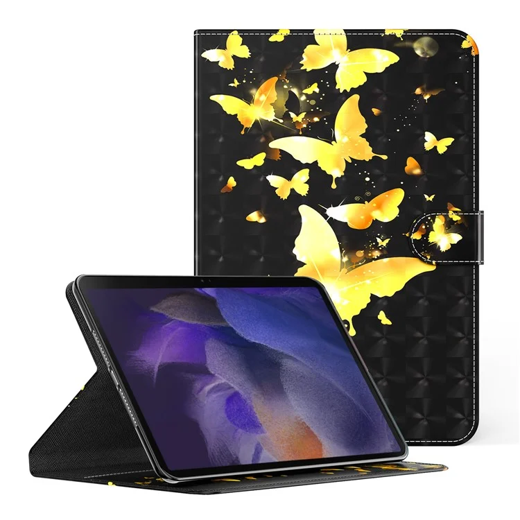 Pattern Printing Stand Wallet Shockproof Leather Tablet Case Cover for Samsung Galaxy Tab A8 10.5 2021 - Golden Butterflies