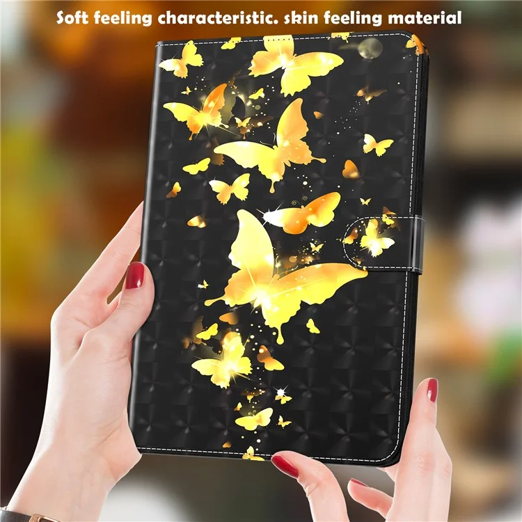 Pattern Printing Stand Wallet Shockproof Leather Tablet Case Cover for Samsung Galaxy Tab A8 10.5 2021 - Golden Butterflies