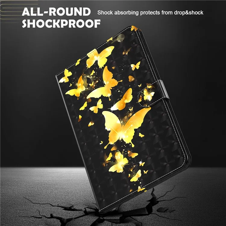 Pattern Printing Stand Wallet Shockproof Leather Tablet Case Cover for Samsung Galaxy Tab A8 10.5 2021 - Golden Butterflies