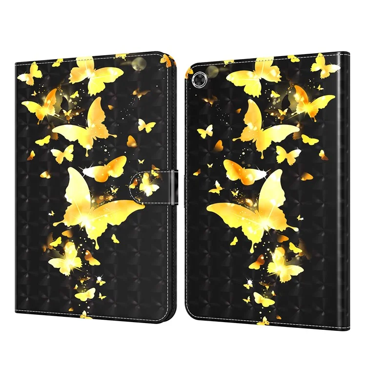 Pattern Printing Stand Wallet Shockproof Leather Tablet Case Cover for Samsung Galaxy Tab A8 10.5 2021 - Golden Butterflies