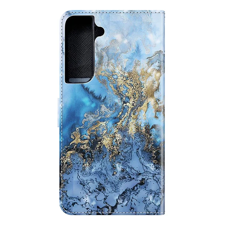 3D-Musterdruck Premium PU-Leder Folio Flip Stand Wallet Handyhülle mit Handschlaufe für Samsung Galaxy S22 5G - Bauhinia Valley