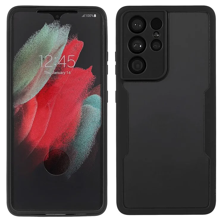 Shock-Absorbed Acrylic + TPU Detachable 2-in-1 Hybrid Phone Protective Case + PET Screen Protector for Samsung Galaxy S21 Ultra 5G/S30 Ultra 5G - Black
