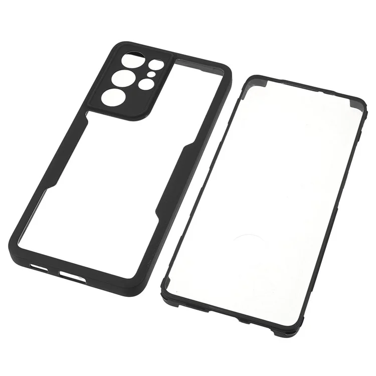 Schockabsorbiertes Acryl + TPU Abnehmbar 2-in-1 Hybrid-telefonschutzhülle + Pet-bildschirmschutz Für Samsung Galaxy S21 Ultra 5G/S30 Ultra 5G - Schwarz