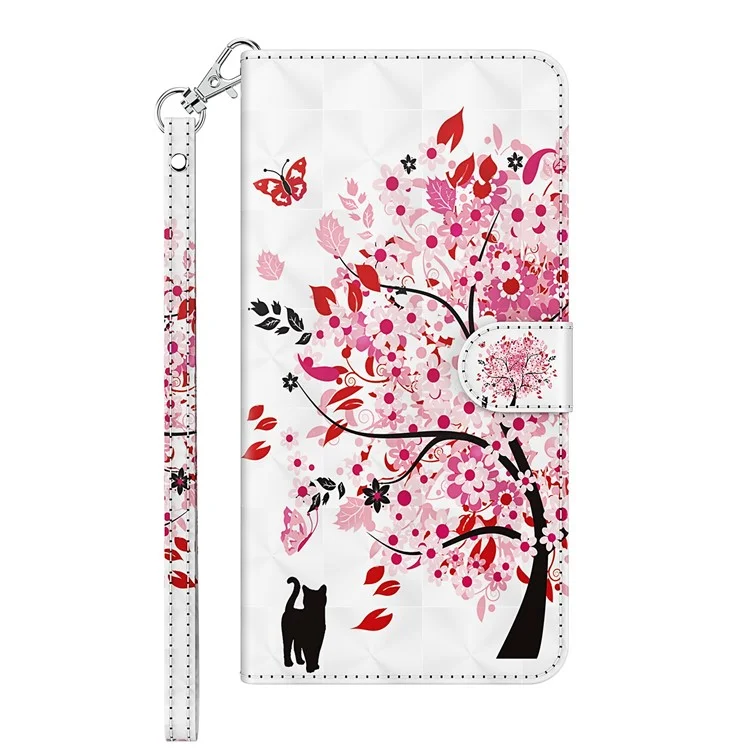 Folio Flip Wallet Case 3D Creative Pattern Printing PU Leather Cover with Strap for Samsung Galaxy A13 5G / A04s 4G (164.7mm) - Wish Tree