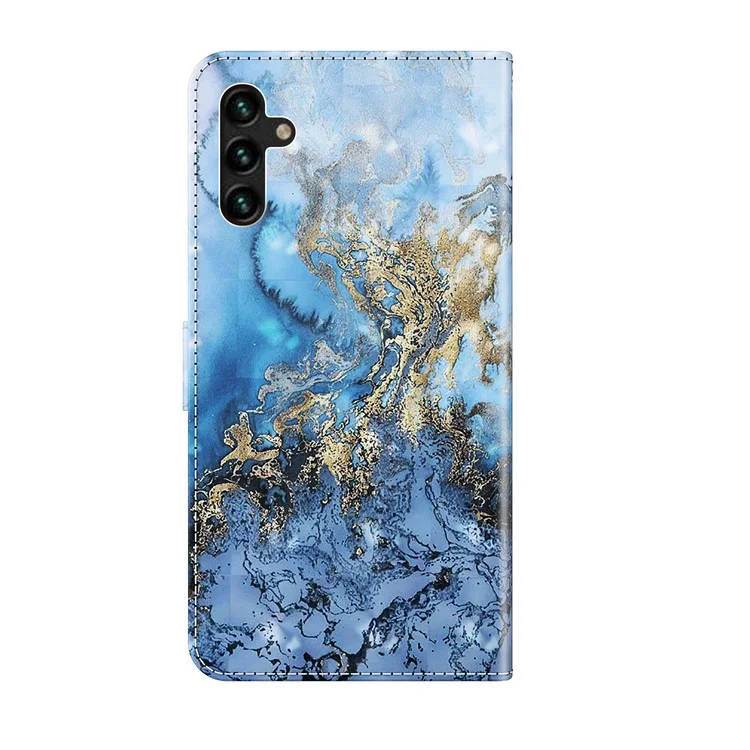 Capa Carteira Magnética de Proteção Total com Suporte, Impressão de Padrão Criativo 3D, Cobertura de Couro PU com Alça para Samsung Galaxy A13 5G / A04s 4G (164,7 x 76,7 x 9,1 mm) - Bauhinia Valley