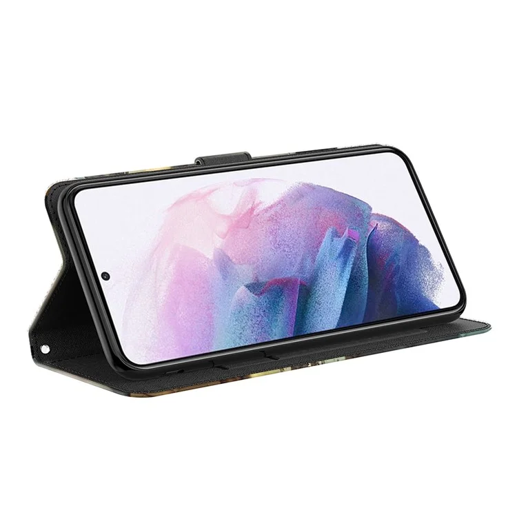 Capa Carteira Magnética de Proteção Total com Suporte, Impressão de Padrão Criativo 3D, Cobertura de Couro PU com Alça para Samsung Galaxy A13 5G / A04s 4G (164,7 x 76,7 x 9,1 mm) - Bauhinia Valley