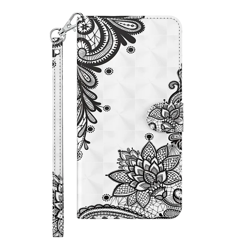 Folio Flip Wallet Case 3D Creative Pattern Printing PU Leather Cover with Strap for Samsung Galaxy A13 5G / A04s 4G (164.7mm) - Lace Flower